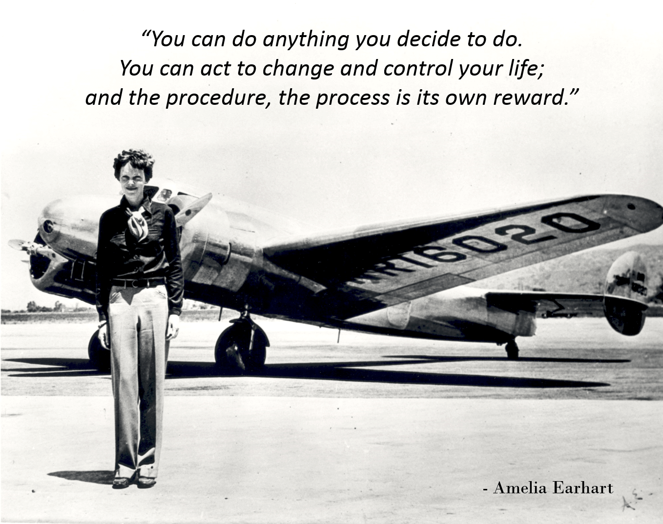 Image of Amelia Earhart and one of her quotes