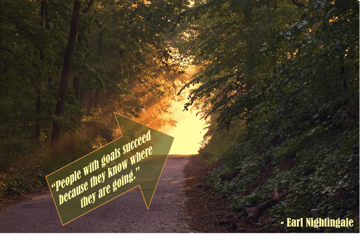 Image of a path with a quote by Earl Nightingale